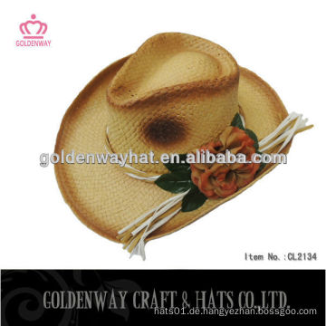Frauen Strohhäkeln Cowboy Hut mit Blume